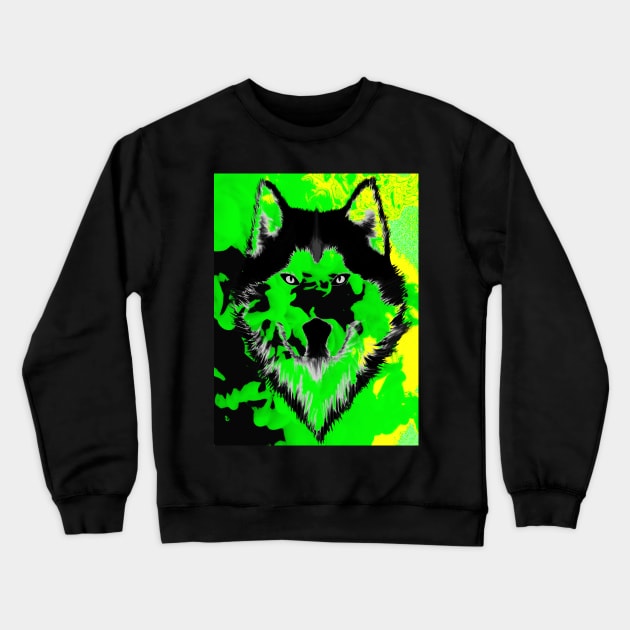 Wolf Portrait Abstract Design Crewneck Sweatshirt by vnteees1